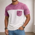 thumbnail image 2 of Erwazi Men's Color Block Crew Neck T-Shirt Short Sleeve Pullover Top with Chest Pocket, 2 of 5
