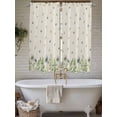 thumbnail image 4 of Spring Botanical Bathroom Window Curtain, Rustic Pastoral Daisy Leaves Burlap Light Filtering Coffee Kitchen Curtains, Bedroom Living Room Curtains 2 Panel 84"x63", 4 of 6