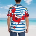 thumbnail image 6 of Bixox Men's Hawaiian Shirts Men's Red Funny Crab on Blue Stripe Print Short-Sleeve Shirt-Medium, 6 of 8