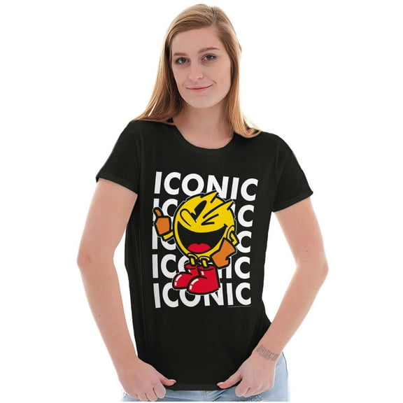 PACMAN Iconic Video Arcade Game Women's T Shirt Ladies Tee Brisco Brands S