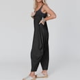 thumbnail image 4 of Gibobby pantalones siameses color liso Mono informal de verano para mujer, sin mangas, holgado, de Color sólido, con correa a la moda, mono holgado para mujer(Negro， XXXL), 4 of 5