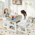 thumbnail image 4 of Costway 3-Piece Kids Table and Chair Set Toddler Activity Study Desk with Building Blocks Gray, 4 of 10