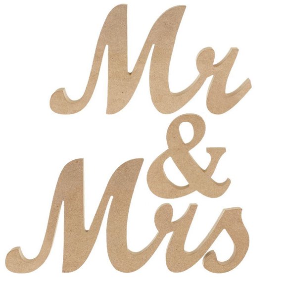 Adeeing Mr & Mrs Wedding Sign, Large Mr & Mrs Wooden Letters for Sweetheart Table Decoration, Photo Props, Wood Color