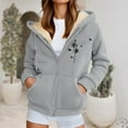 thumbnail image 4 of Fleece Lined Thick Hoodies for Women 2025 Winter Long Sleeve Zip Up Graphic Hooded Sweatshirt with Pockets Jacket Coat, 4 of 5