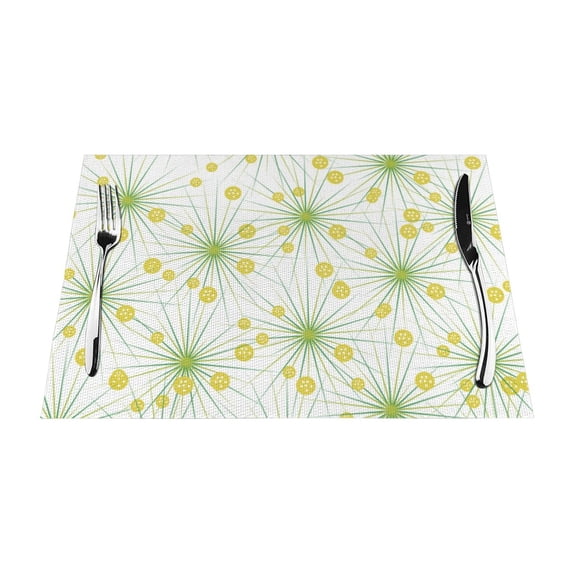YFYANG Washable Heat-Resistant Placemats, 70% PVC/30% Polyester, Floral Patterns Kitchen Table Mat, 12" x 18" 6 Pcs