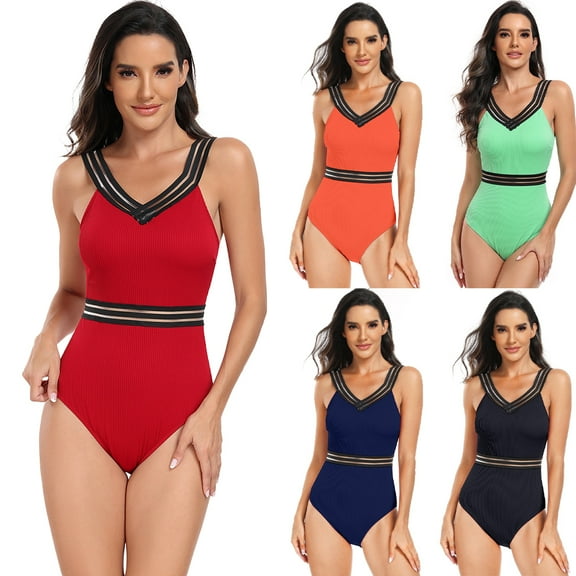 Fjuchai Womens Tankini Swimsuits Beach One Piece Bathing Suits Bikini Style Swimwear Size S-XL