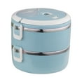 thumbnail image 1 of Kitchen Utensil Set Stackable Lunch Box Stainless Steel Thermal Insulated Bento Lunch Container Leakproof Food Storage Container For Office Kids Bento Picnic School Food Container, Sky Blue, 1 of 7