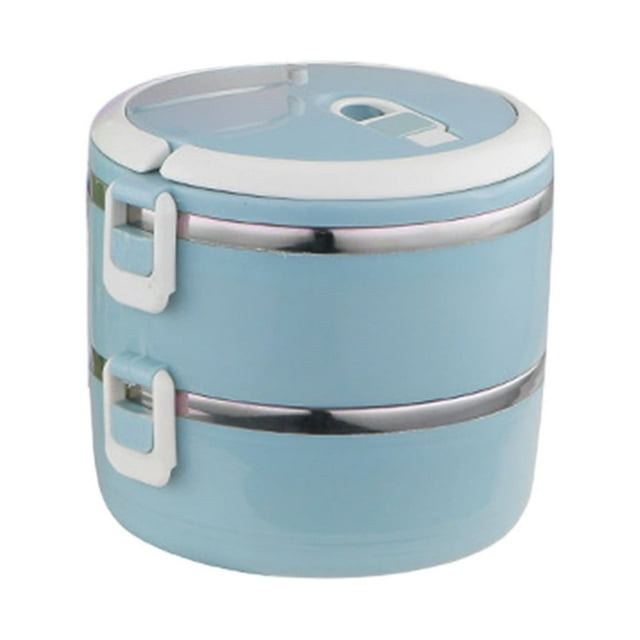 Kitchen Utensil Set Stackable Lunch Box Stainless Steel Thermal Insulated Bento Lunch Container Leakproof Food Storage Container For Office Kids Bento Picnic School Food Container, Sky Blue