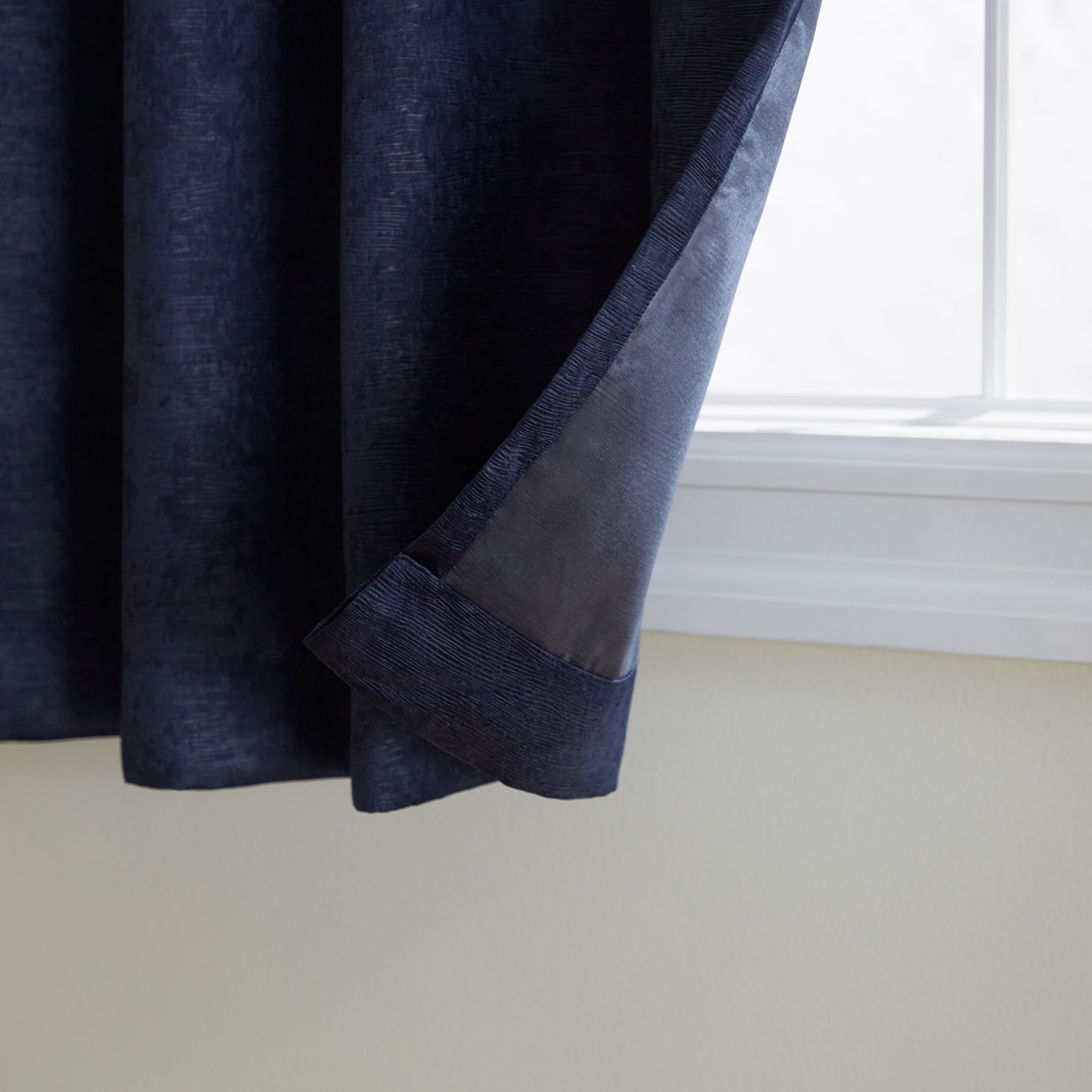 TOWN & COUNTRY EVERYDAY Lustre Solid Heavyweight Textured Sateen Indoor Curtains, Room Darkening Opacity, Grommet Top, Energy Efficient, 2-Pack Set, 52"x84", Navy
