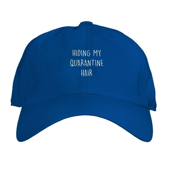 Hiding My Quarantine Hair Funny Embroidered Adjustable Dad Hat