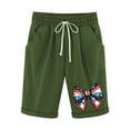 thumbnail image 3 of QATAINLAV Bermuda Shorts for Women 4th of July Patriotic Graphic Print Beach Shorts Summer Drawstring Knee Length Linen Shorts with Pockets Army Green S, 3 of 4