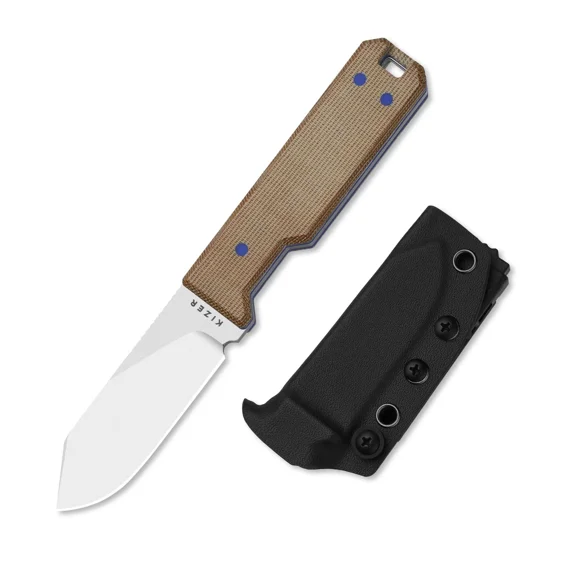 Kizer Abrams Fixed Knife 14C28N Blade Micarta & G10 Handle With Sheath 1133A2