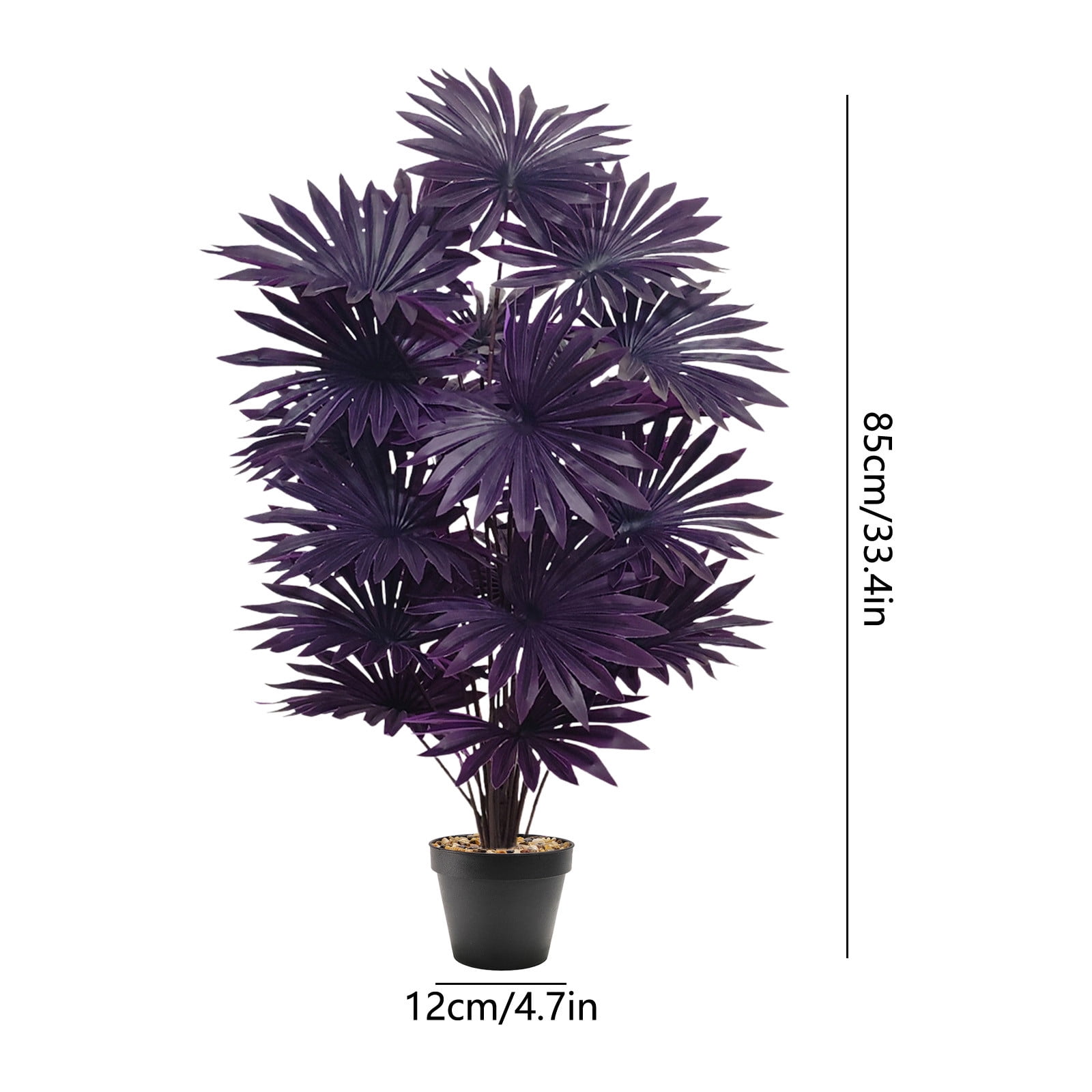 Penmahua Black Artificial Potted Plants 33Inch 24 Leaves Plastic Fake Tropical Plants Realistic Faux Plants For Home Office Desk Shelf Decor Size 33.4X4.7 Inches Black