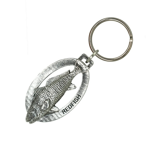 Redfish Keychain, Saltwater Fish, S031KC, Key Fob, Key Ring, Keys, Zipper Pull, Luggage Tag, Pewter, Backpack, Over 300 Keychains Designs, Handmade in the USA