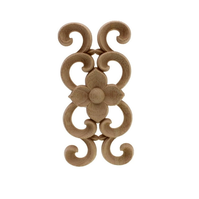 Runbazef Calcomanía de carga de madera Pretty Patters Apliques de madera Tallado Corner Pieza de flores Decoración for el hogar Decoración de la decoración Maison Accesorios