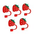 thumbnail image 1 of 5 piezas de cubiertas de paja, tapa con forma de fruta, recuerdos de fiesta, cubierta de para beber, tapa antipolvo de paja de silicona, tapón Rojo, 1 of 9