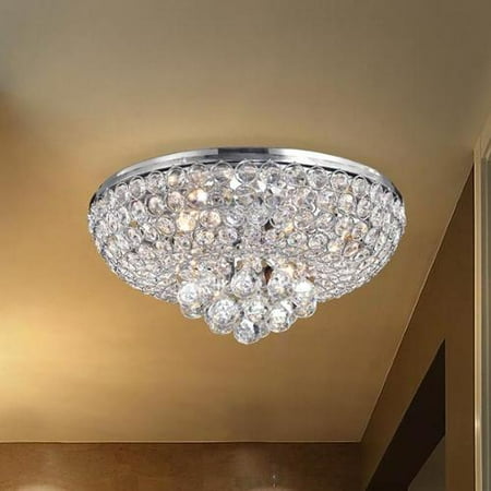 The Lighting Store Francisca 4 Light Chrome Finish Flush Mount Crystal Chandelier