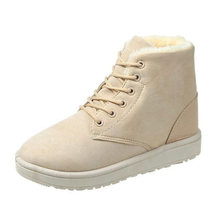 

Qufokar Wide Width Boots for Women Snow Womens Boots Low Heel Size 10 Women Boots Round Boots Flats Boots Lace Winter Toe Snow Ankle Shoes Thermal Slipon Up Casual Solid Women S Boots