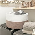 thumbnail image 3 of Timeyard Large Woven Laundry Hamper Basket - Decorative Storage Organizer for Living Room, Holds Toys Pillows Blankets Clothes - 21.7" x 21.7" x 13.8"-Brown, 3 of 10