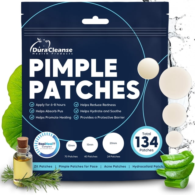 Parche hidrocoloide para acné Pimple Patches Duracleanse, 134 unidades