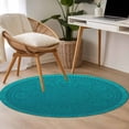 thumbnail image 4 of Teal Boho Round Area Rug 3.3 FT, Non Slip Small Entryway Kitchen Mat, Farmhouse Abstract Geometric Aesthetic Art Washable Soft Circular Rug Non-Shedding Door Mat for Bathroom Playroom Kids Room, 4 of 9