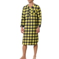 thumbnail image 4 of INSPIRE CHIC Plaid Nightshirt for Men's Loose Fit Henley Necklike Checked Sleep Gown Pajamas M Yellow Blue, 4 of 4