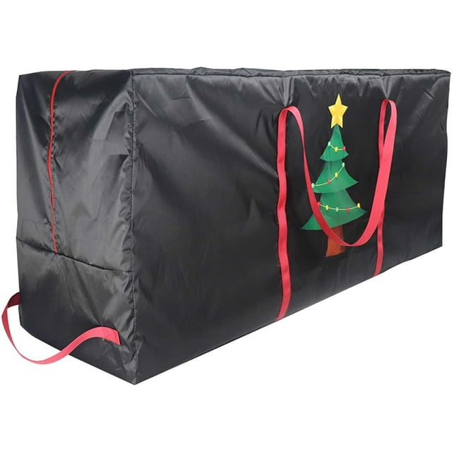 HUGFEGWE Christmas Tree Storage Bag Fits up to 4 Ft. Tall Disassembled Tree, Santa Claus Print Heavy Duty Storage Container Durable Reinforced Carry Handles Waterproof Material Protects U2536-24114
