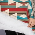 thumbnail image 3 of Oversized Wearable Blanket Hoodie,Brown Triangular Geometric Pattern Sherpa Blanket Hoodie with Super Pockets,Super Warm Fuzzy Pullover for Women & Men, 3 of 6