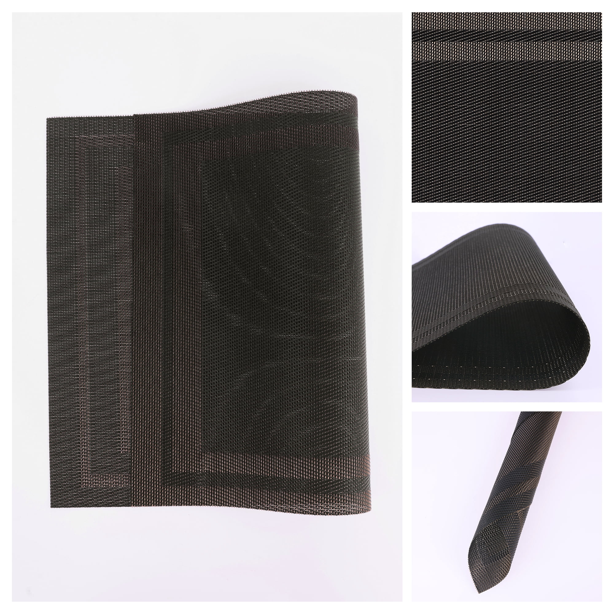 Unique Bargains Vinyl Placemats for Table Decor Washable Table Placemats 8pk Black 18x12in