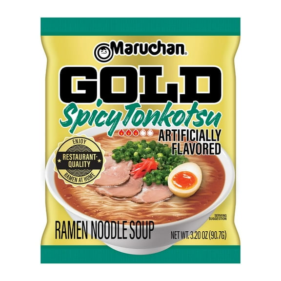 Maruchan Gold Spicy Tonkotsu Craft Ramen NSD3 Noodles, Restaurant Quality Instant Ramen, 3.2 Oz, 5 Count
