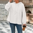 thumbnail image 4 of Gytharion Womens Solid Hooded Sweatshirts Fashion Casual Pleated Ruffled Hem Hoodies Fall Loose Comfy Long Sleeve Pullover Tops for Women, 4 of 6