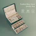 thumbnail image 6 of JIAYUEZHAO  Waterproof 3-Tier Jewelry Organizer Box, Green, 3.2 lb, 1 Count, 6 of 9