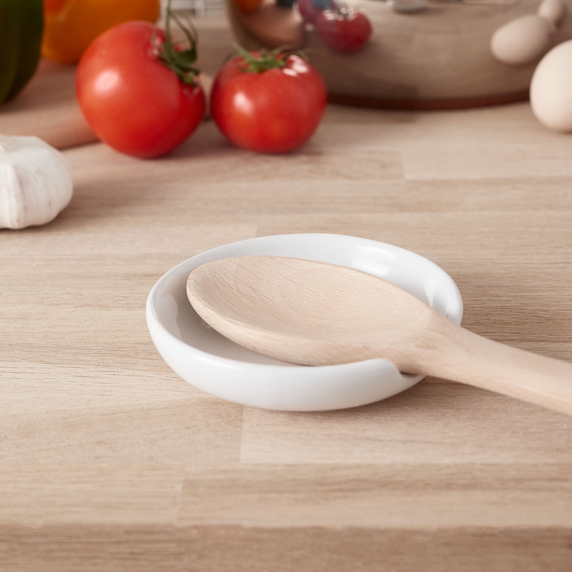 (2 pack) Mainstays Glazed Stoneware Spoon Rest, White