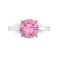 thumbnail image 2 of 3ct round cut pink Zircon 18k white gold Bridal Wedding Engagement Promise Anniversary Ring for Women size 10.25, 2 of 7