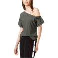 thumbnail image 1 of bar III Womens Tiered One Shoulder Blouse, Green, X-Small, 1 of 1