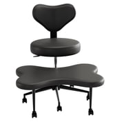 Pinmoco Cross Legged Office Chair, Black PU Leather Ergonomic Criss Cross Swivel Desk Chair, Comfy Task Chair for Home Office, Gaming& Meditation, Armless