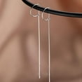 thumbnail image 4 of Solid 925 Sterling Silver Chain Dangle Earrings Tassel for Women Teens Long Dangle Earrings Minimalist Threader Earrings, 4 of 13