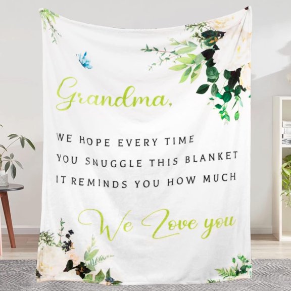 Grandma Gifts, Mother''s Day Blanket Gifts for Grandma, Grandma Birthday Gifts, Great Grandma Gifts from Granddaughter Grandkids, Grandma Blanket Soft Throw 60" x 50", White