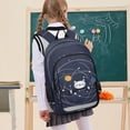 thumbnail image 7 of FORMRS Unisex School Backpack 17" Student Travel Bag with Laptop Compartment, White Cat Planet, 7 of 7