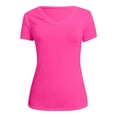thumbnail image 4 of Womens Tops Casual T Shirts V Neck Short Sleeve Solid Color Summer Plus Size Outfits, 4 of 5