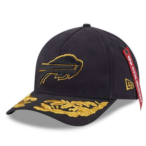 Men's New Era x Alpha Industries  Black Buffalo Bills A-Frame 9FORTY Adjustable Hat