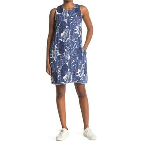 Tommy Bahama Sport Frondly Fan Linen Shif Dress, Blue, S