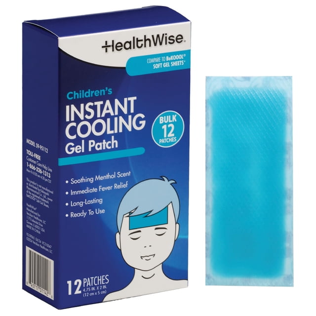 Parche de gel refrescante instantáneo HealthWise, 12 unidades, 12 x 5 cm