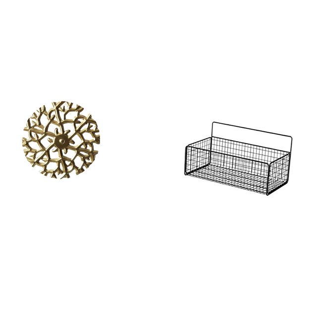 Escultura para colgar en la pared,Decoración de pared de metal para sala de estar,dormitorio y exterior.,Cesta de almacenamiento,Cesta organizadora de almacenamiento de cocina colgante de