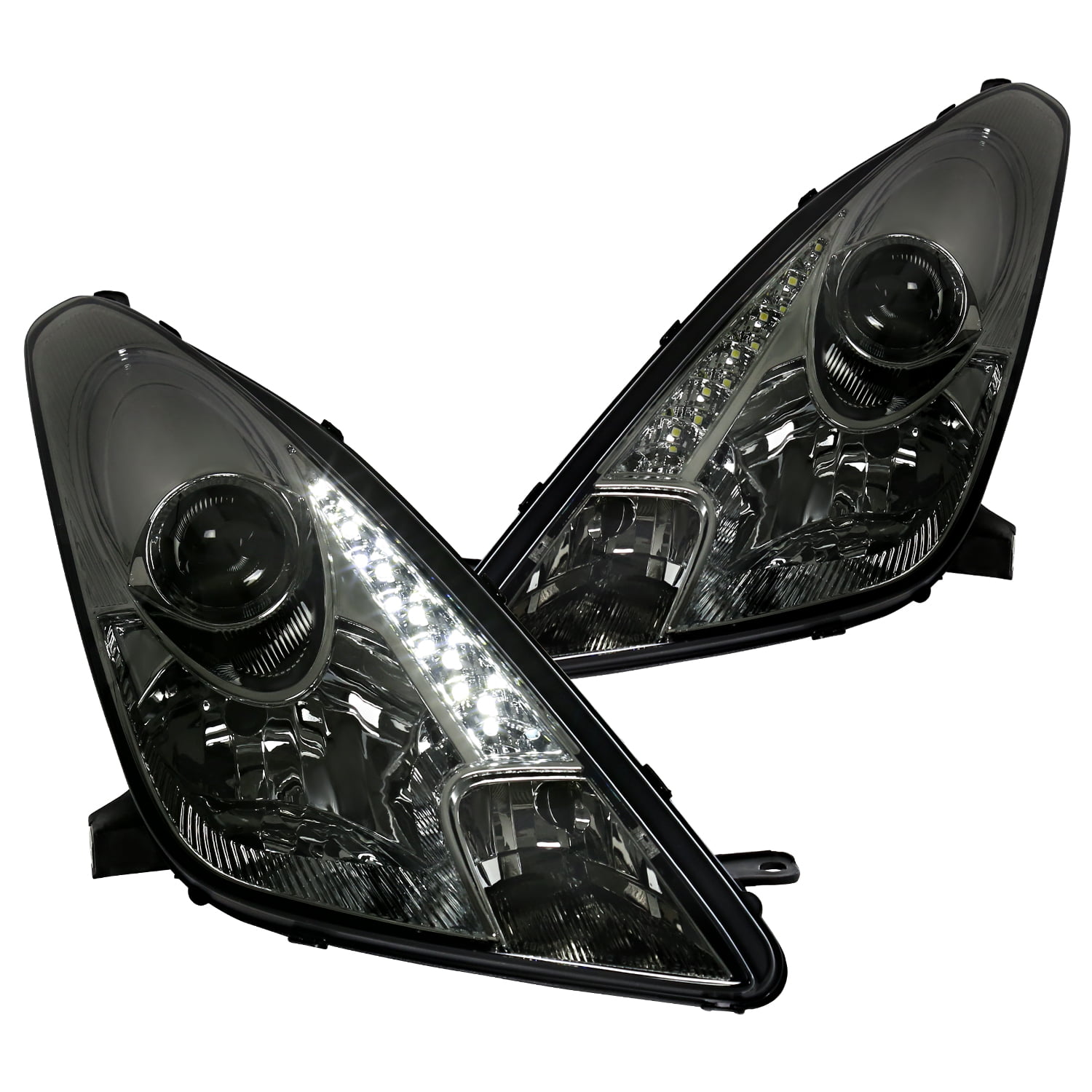 Fit 2000-2005 Toyota Celica LED Projector Headlights Smoke Replacement Pair