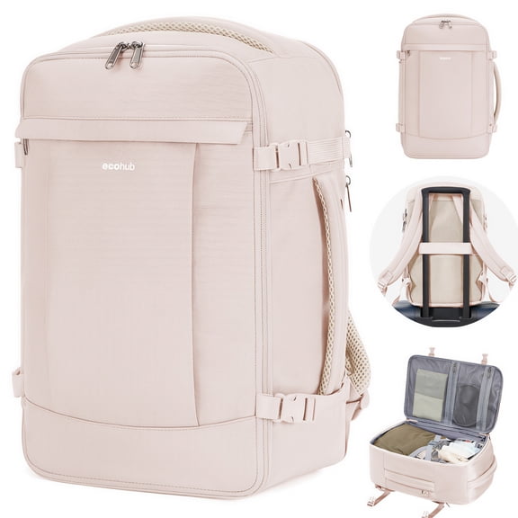WANDF Travel Backpack with USB Port, 20L Carry On Back Pack Fit 14" Laptop, Personal Item Bag 17x10x13 for Men Women, Waterproof Casual Daypack for Weekender Business Hiking(Beige)