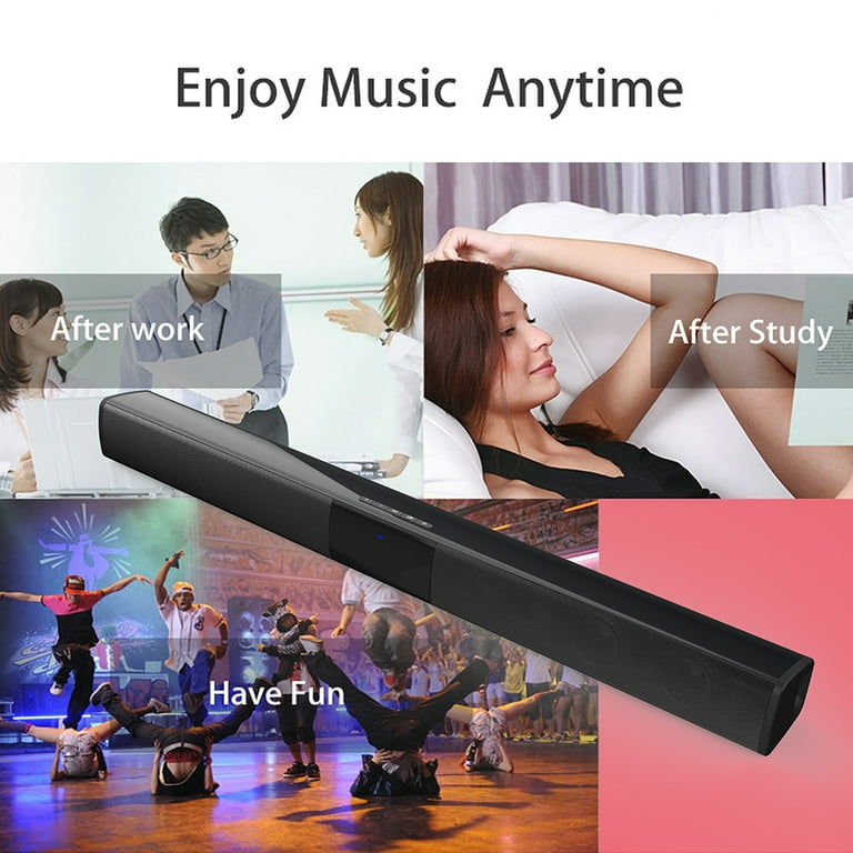 Doosl Sound Bar, 22 inch Bluetooth TV Speaker with Remote & 4 Built-in  Subwoofers, TF Play, FM Radio, Rechargeable, 20W Wireless Soundbar for TV  Home Theater & Audio, Black 