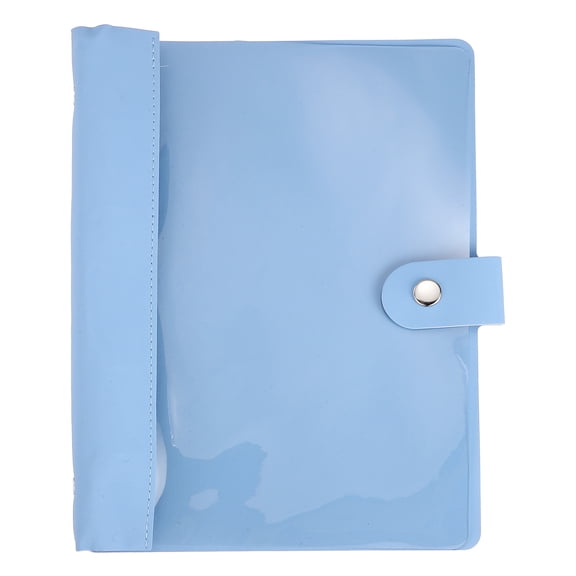 Uxcell A5 PU Leather Binder Cover, 6 Round Ring Clear Soft PVC Binder Cover Loose Leaf Notebook Protector Refillable DIY for Planner Travel Journal Photocard Collection, Blue