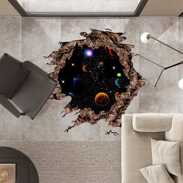 Decoración del piso brillar 3D estereoscópica luna estrellada PVC Grande