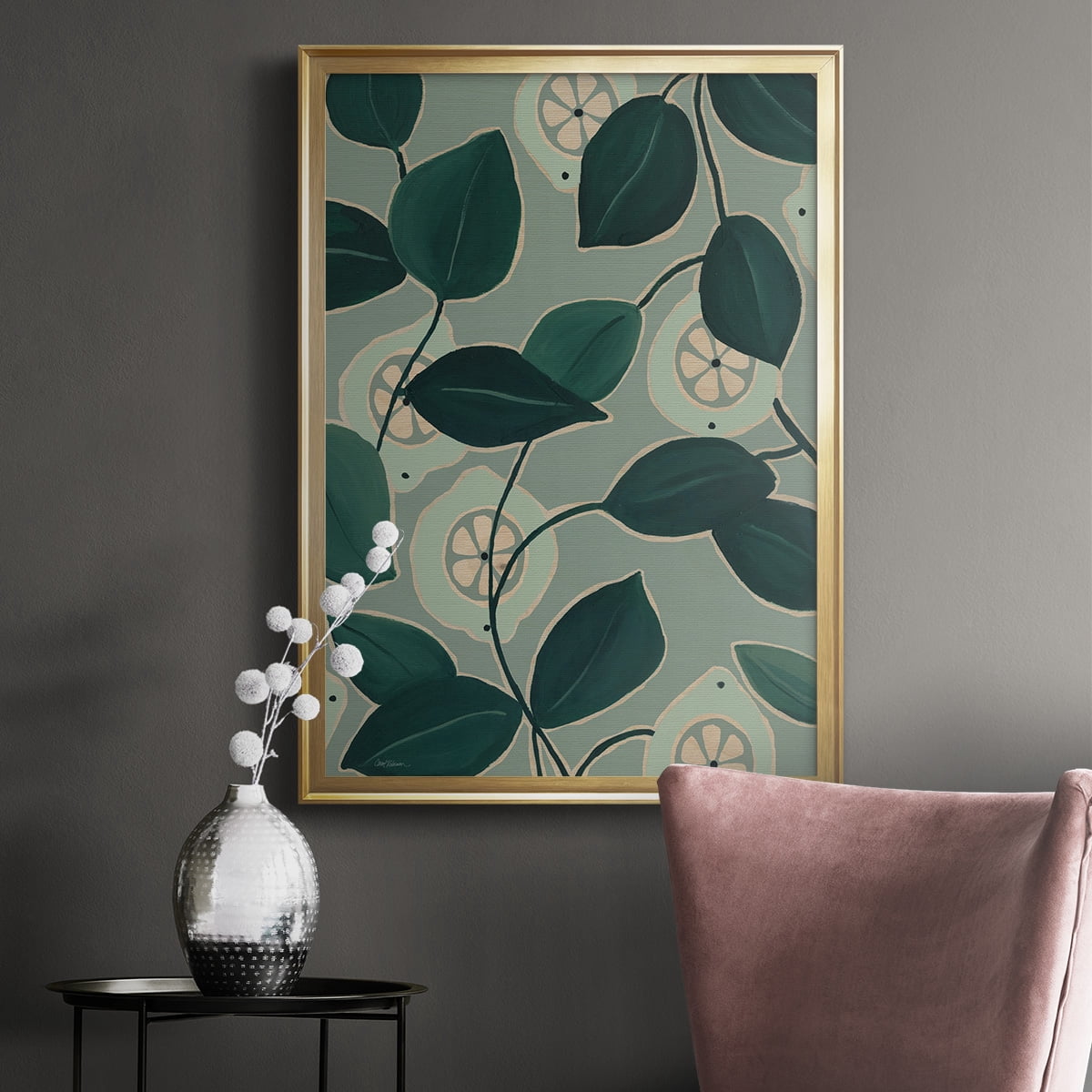 Monochrome Limes Premium Framed Print - Ready to Hang
